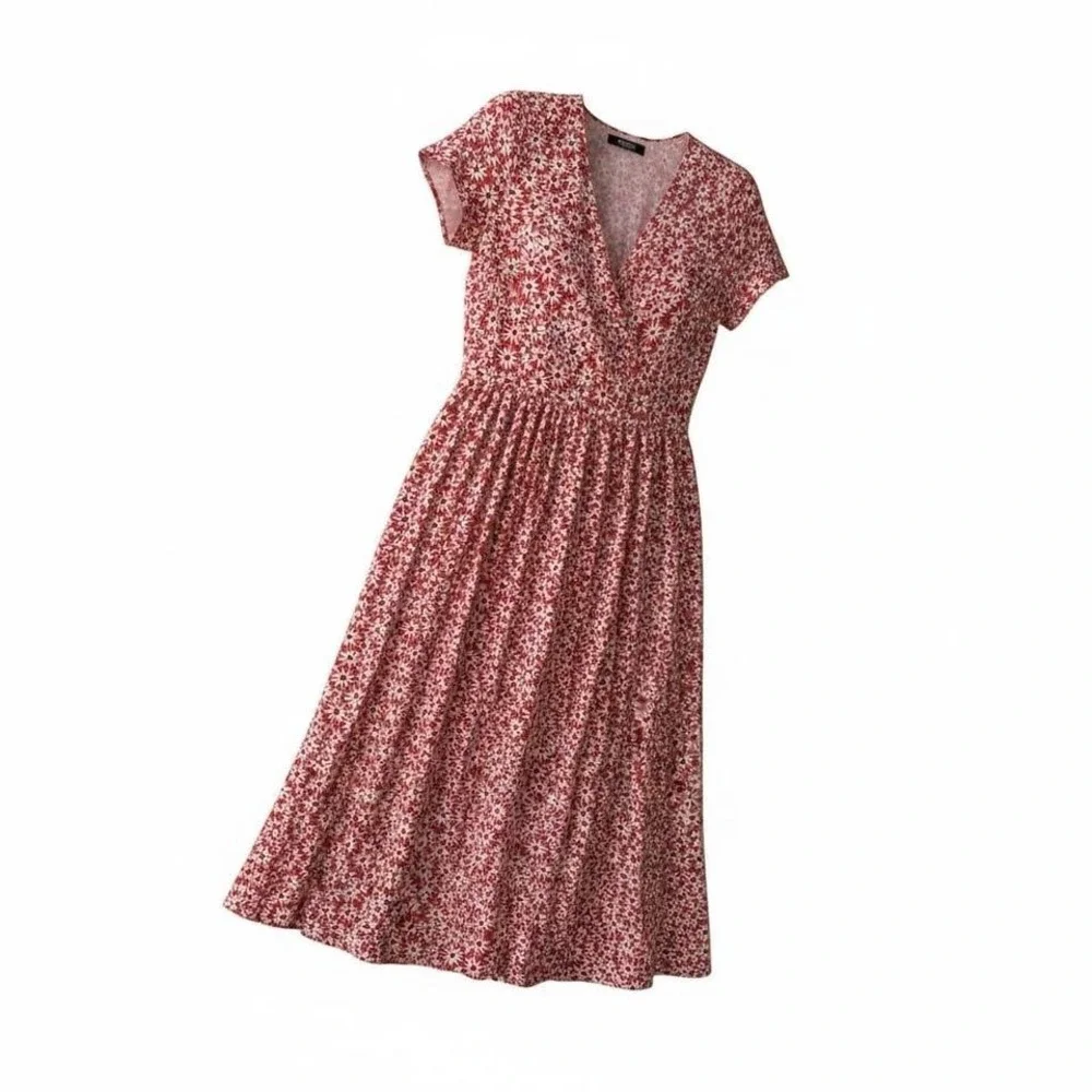 Madewell red daisy print midi dress XXS floral cottagecore romantic eurosummer